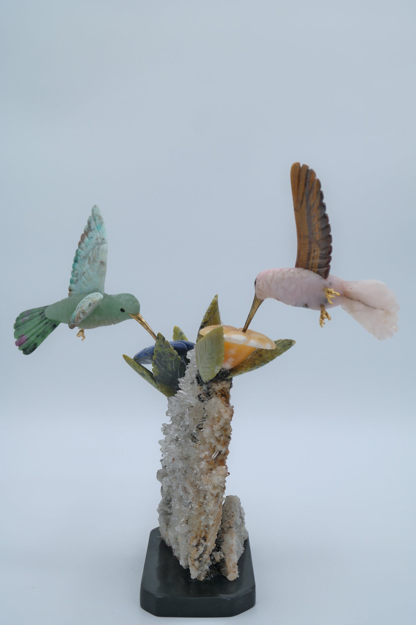 2 Hummingbirds Stone Carving