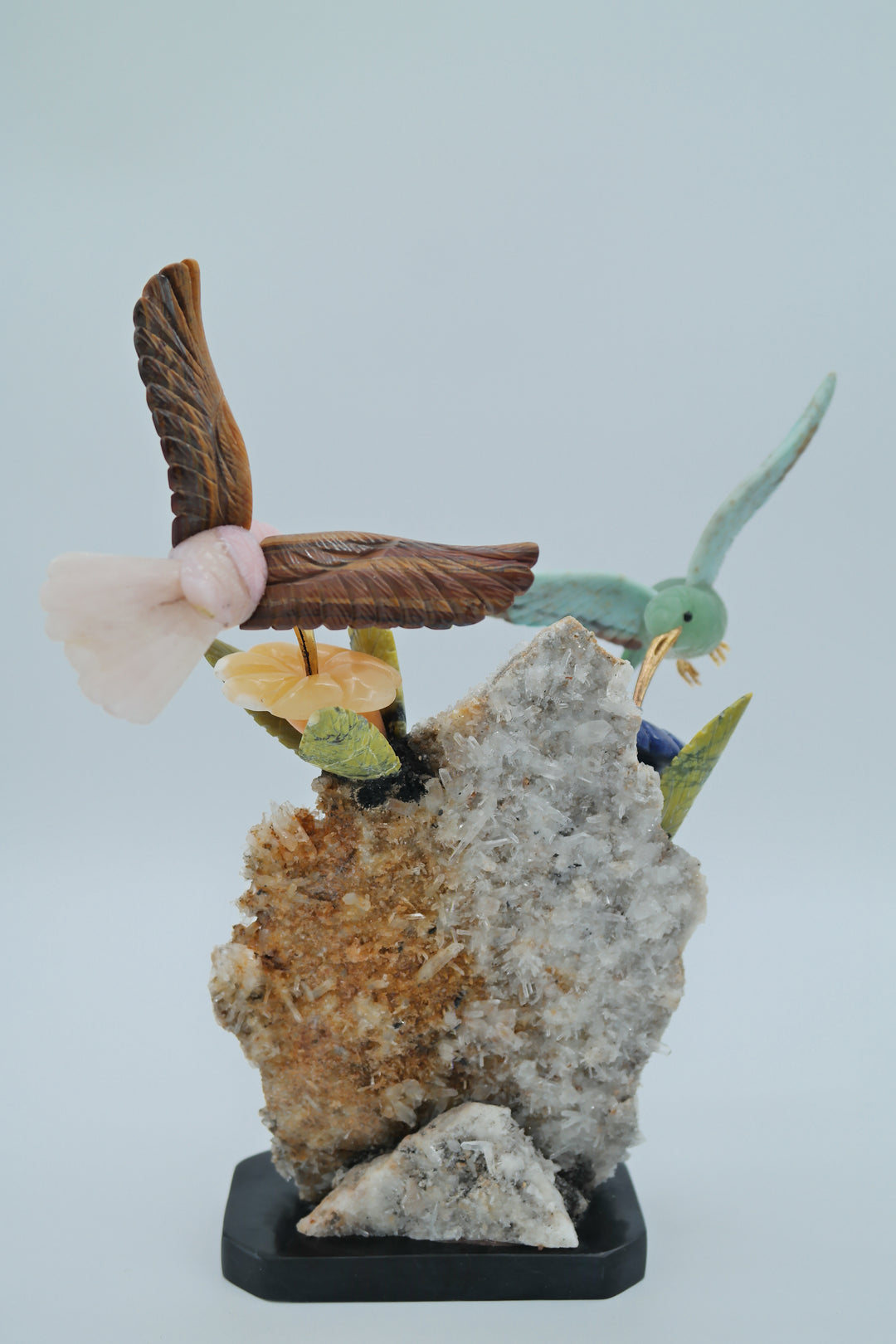 2 Hummingbirds Stone Carving
