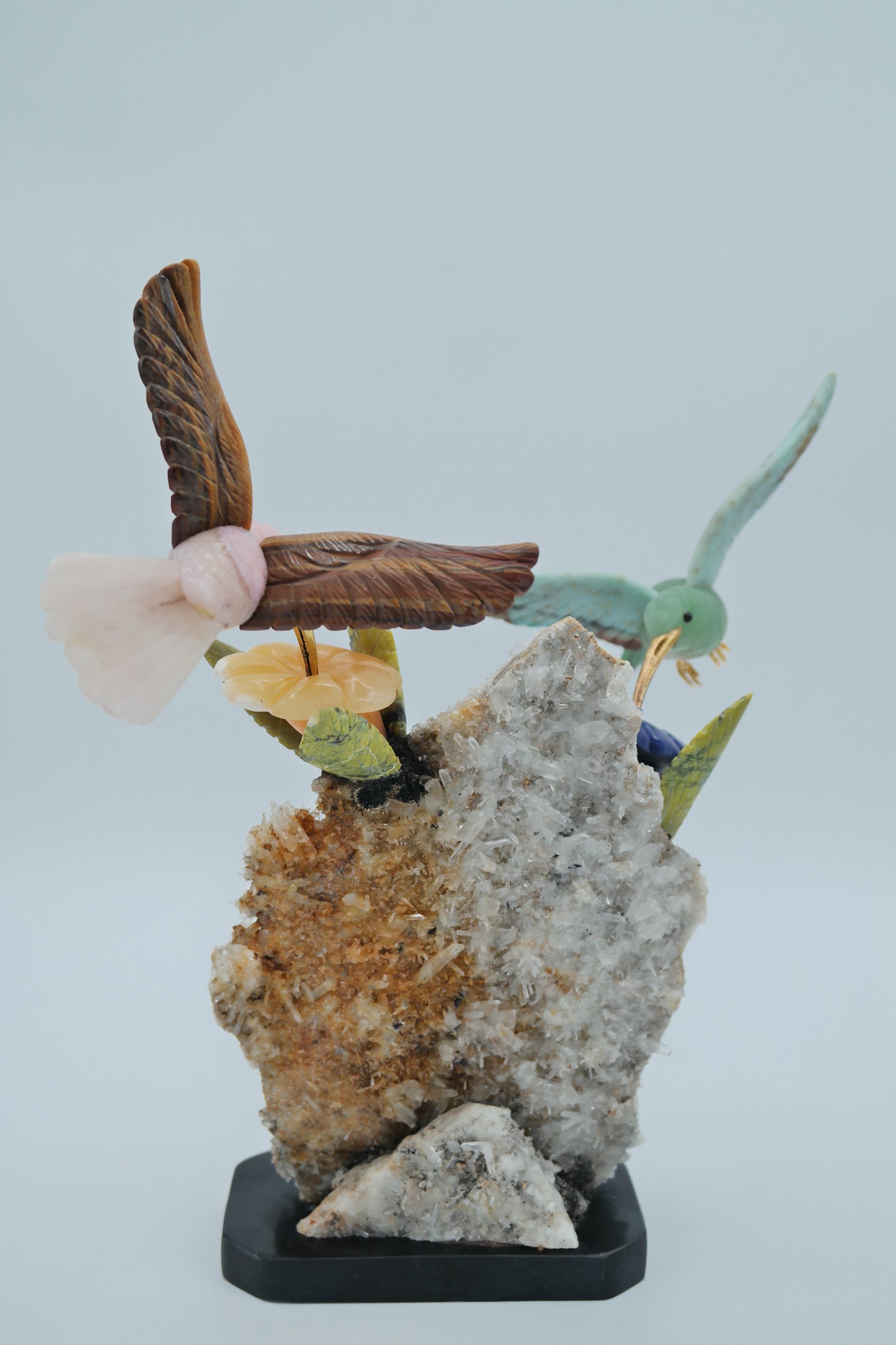 2 Hummingbirds Stone Carving