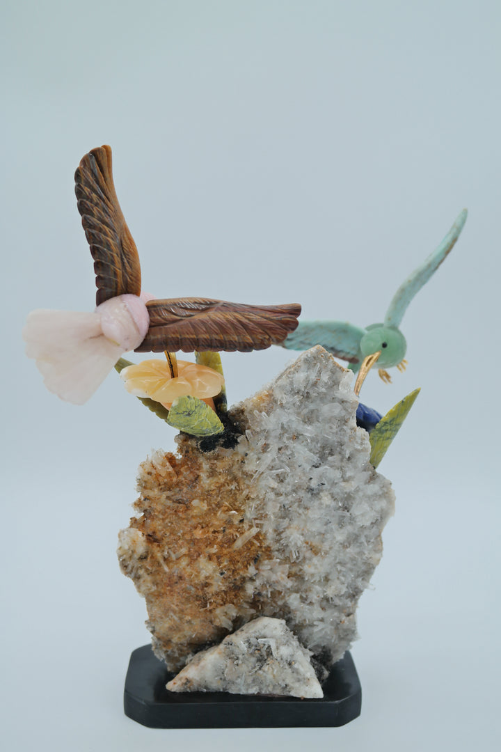2 Hummingbirds Stone Carving