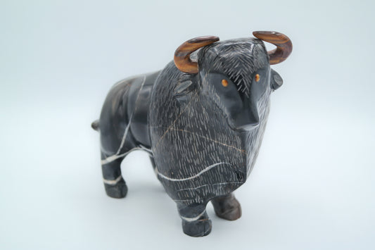 Brown and Black Jasper Buffalo Carving