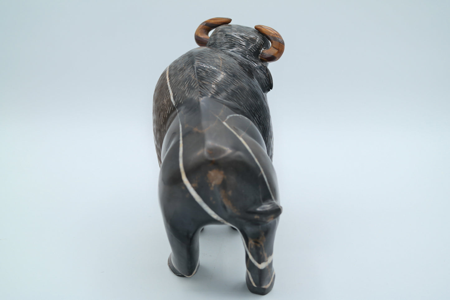 Brown and Black Jasper Buffalo Carving