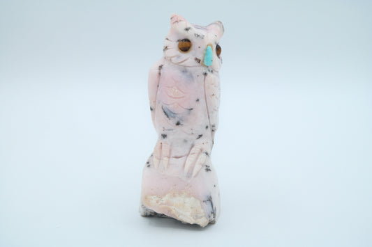 Pink Opal Owl Carving