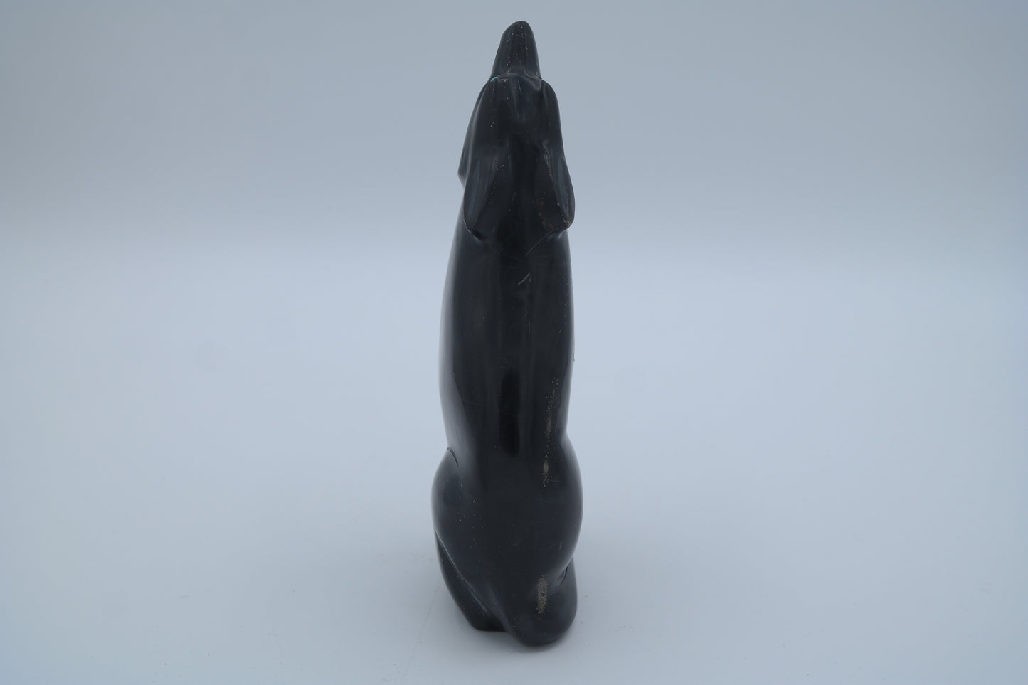 Black Onyx Wolf Carving with Sunface Inlay