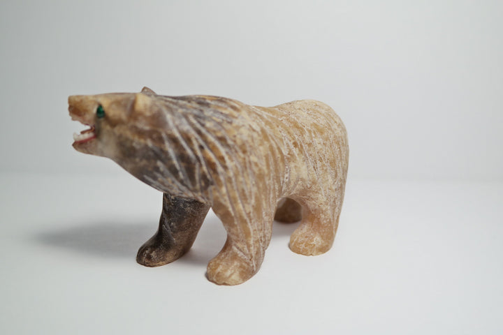 Hand-carved Gemstone candy aragonite bear totem