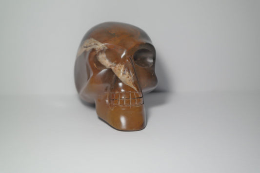 Black and Brown Jasper Skull Carving