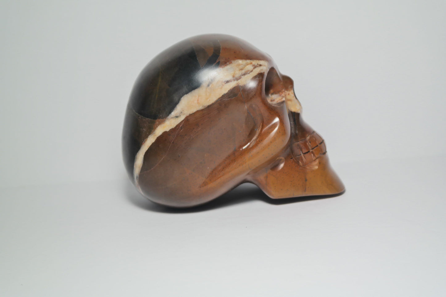 Black and Brown Jasper Skull Carving