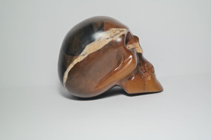 Black and Brown Jasper Skull Carving