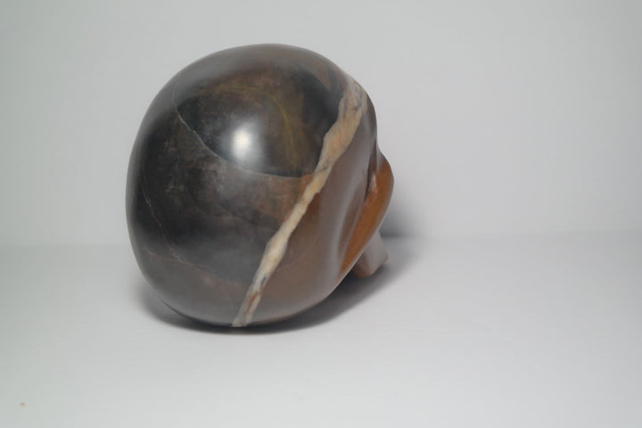 Black and Brown Jasper Skull Carving
