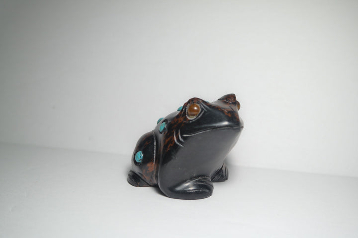 Black and Brown Jasper Frog Carving