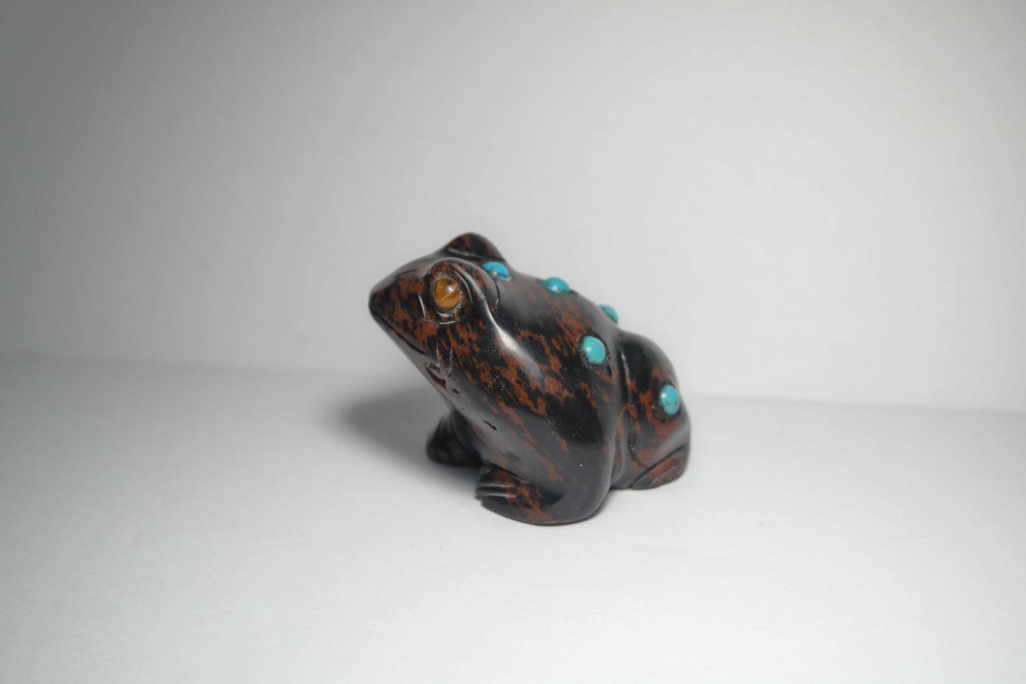 Black and Brown Jasper Frog Carving