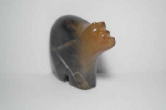 Brown and Black Jasper with Quartz Bear Carving