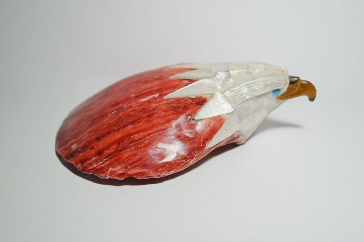 Red Spiny Oyster Shell with Eagle head carving