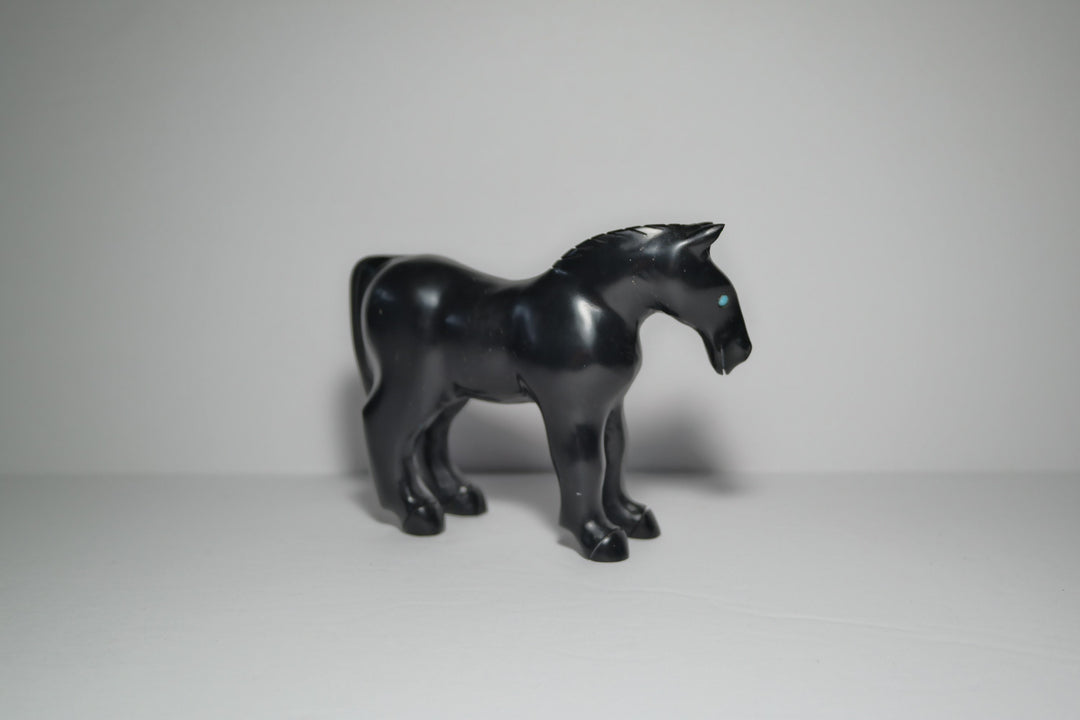 Black Onyx Horse Carving