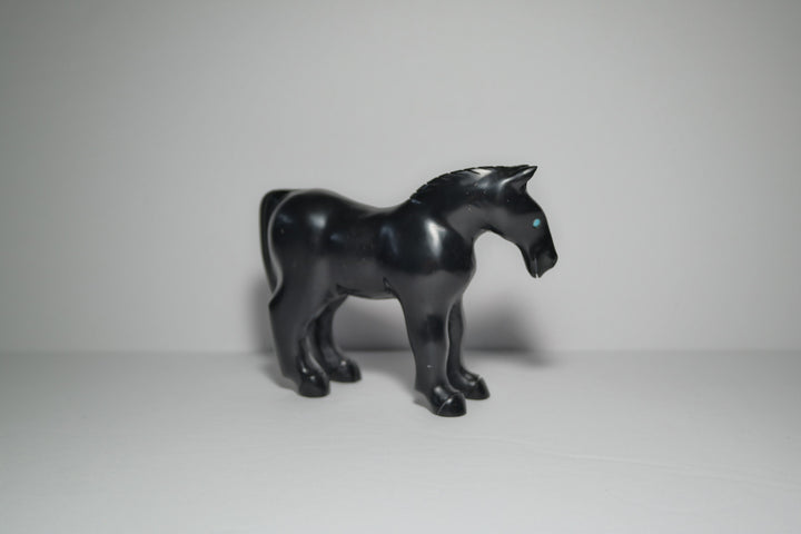 Black Onyx Horse Carving