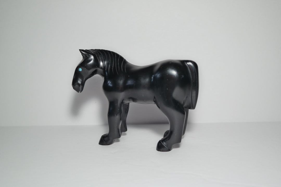 Black Onyx Horse Carving