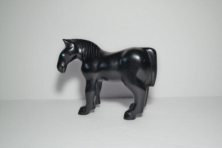 Black Onyx Horse Carving