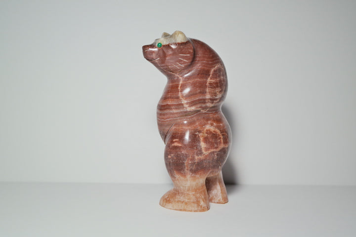 Pink Opal, Red Jasper, and Quartz Bear Carving