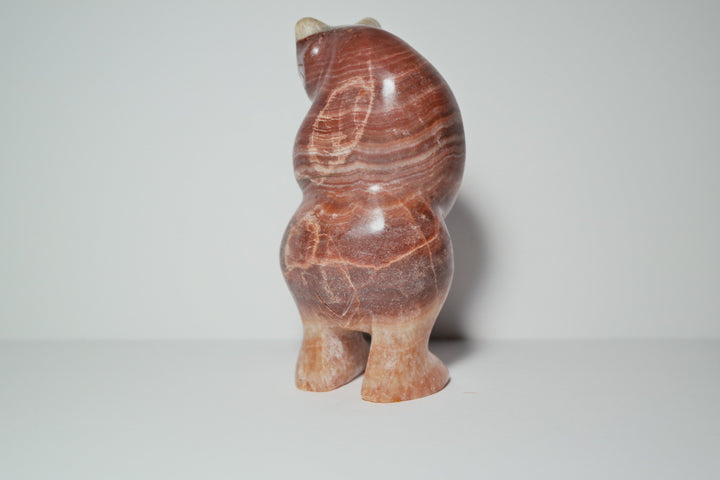 Pink Opal, Red Jasper, and Quartz Bear Carving