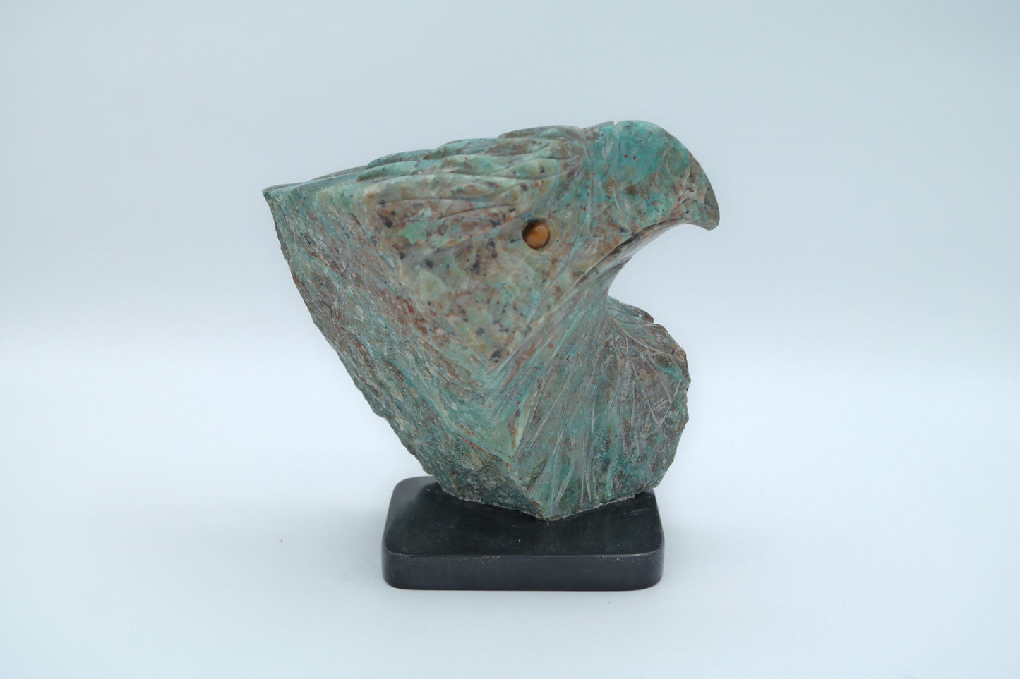 Eagle head carving made of Turquoise and Chrysocolla