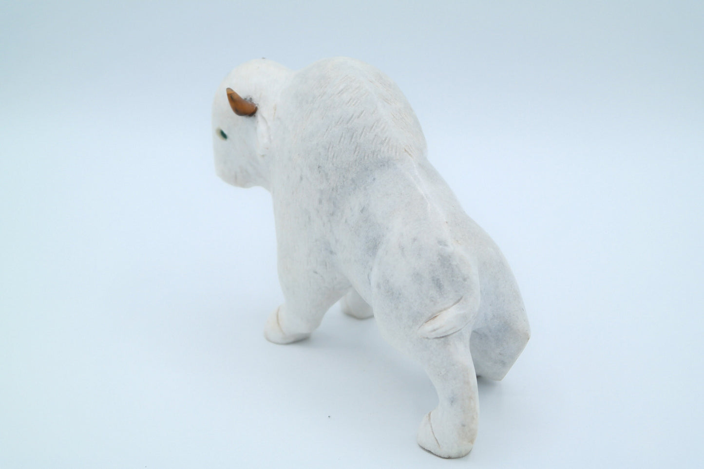White Carrara Marble Buffalo Carving
