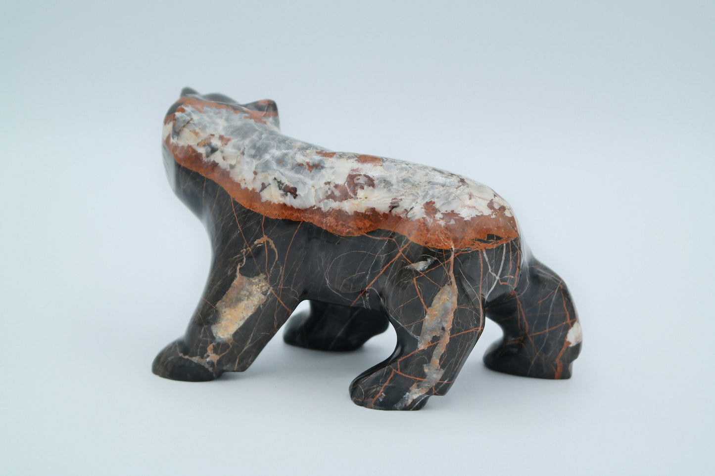 Black and Brown Jasper Bear Carving