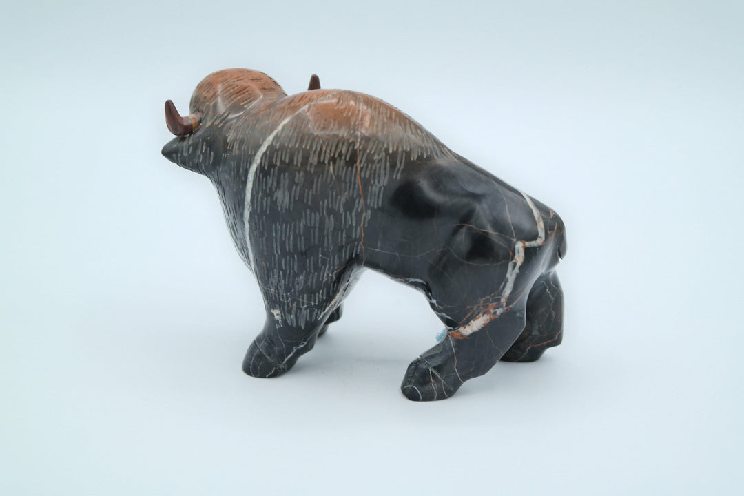 Black &amp; Brown Jasper Buffalo Carving