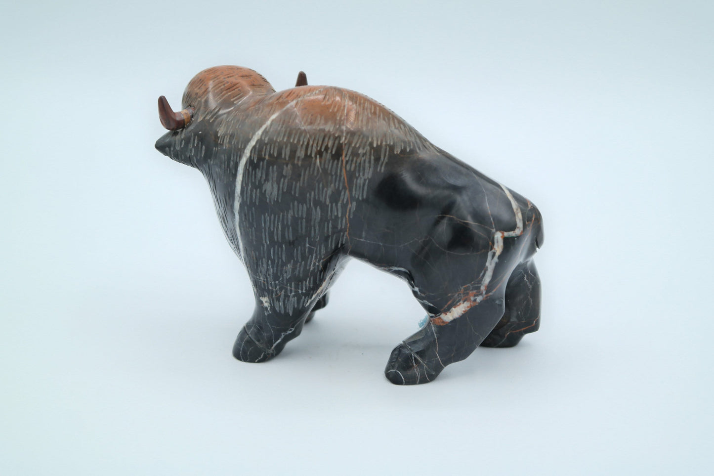 Black & Brown Jasper Buffalo Carving