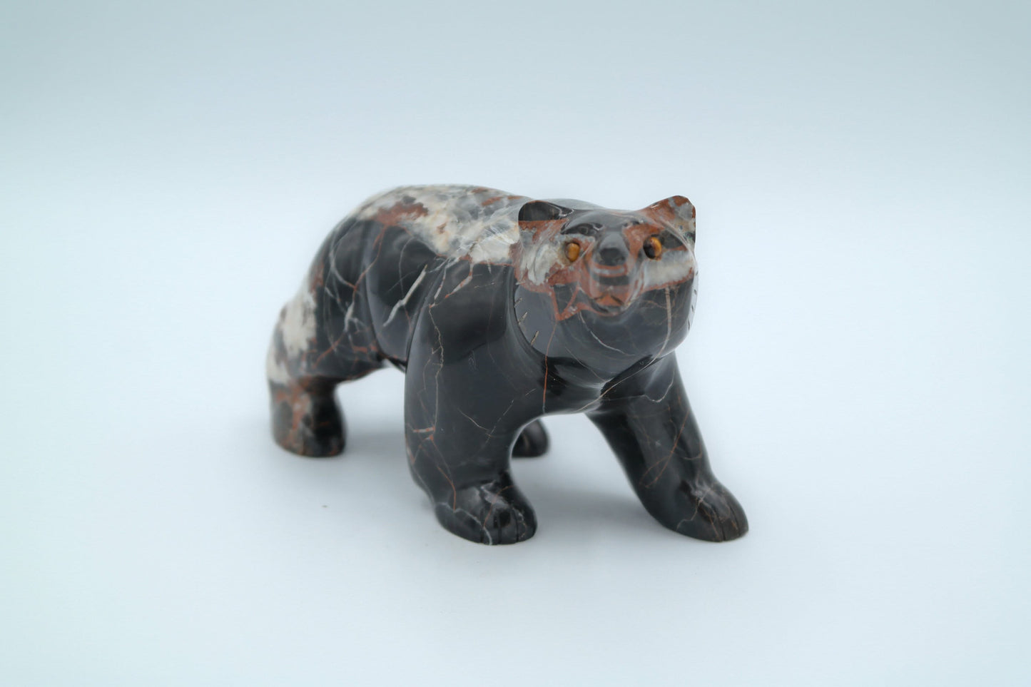 Black and Brown Jasper Bear Carving