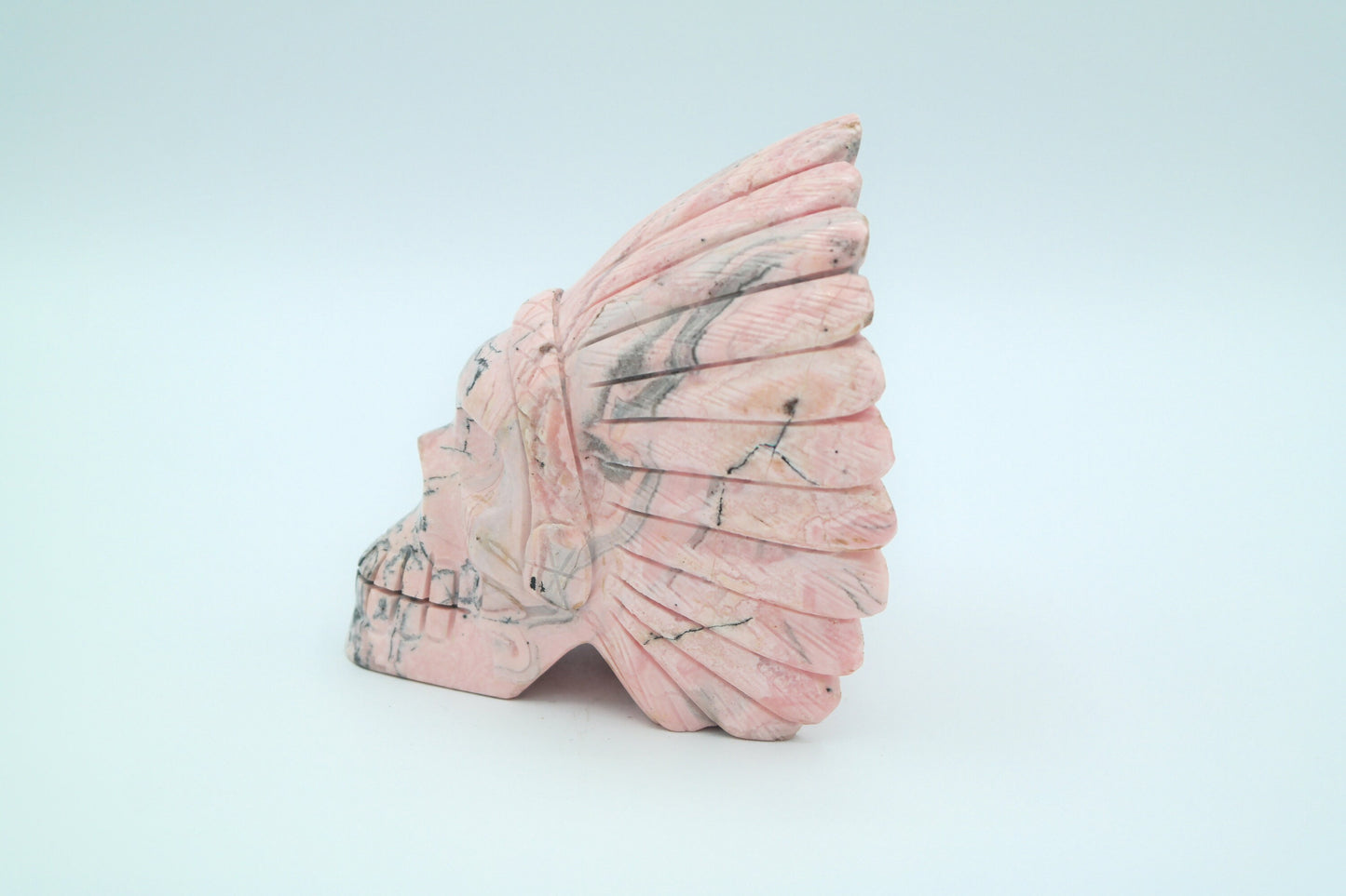 Rhodonite Native Skull Carving