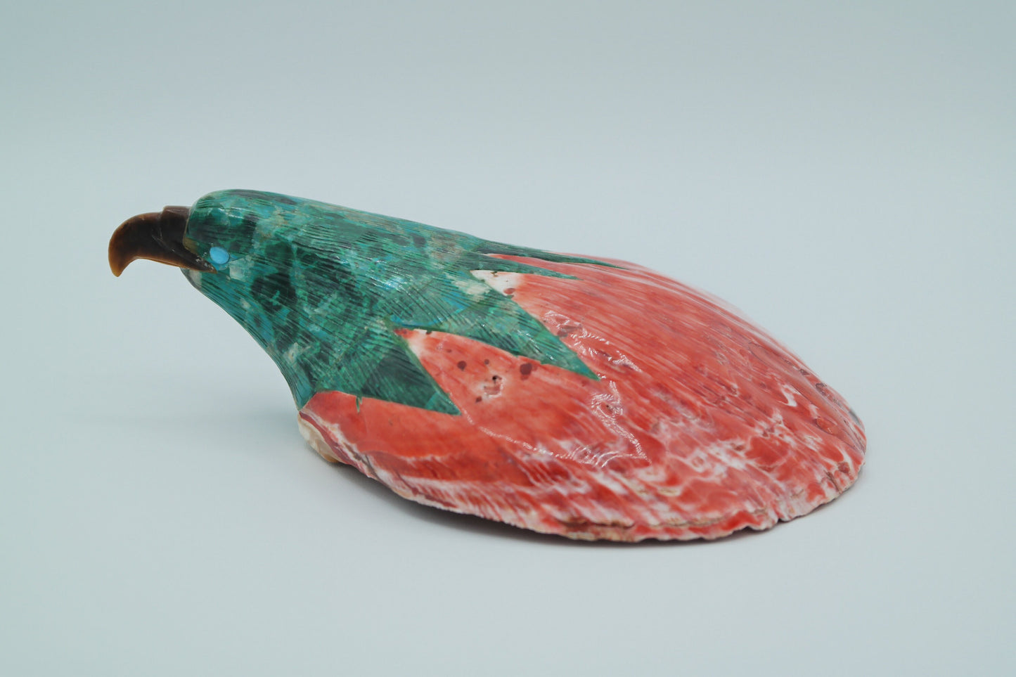 Red Spiny Oyster Shell & Turquoise Eagle Carving