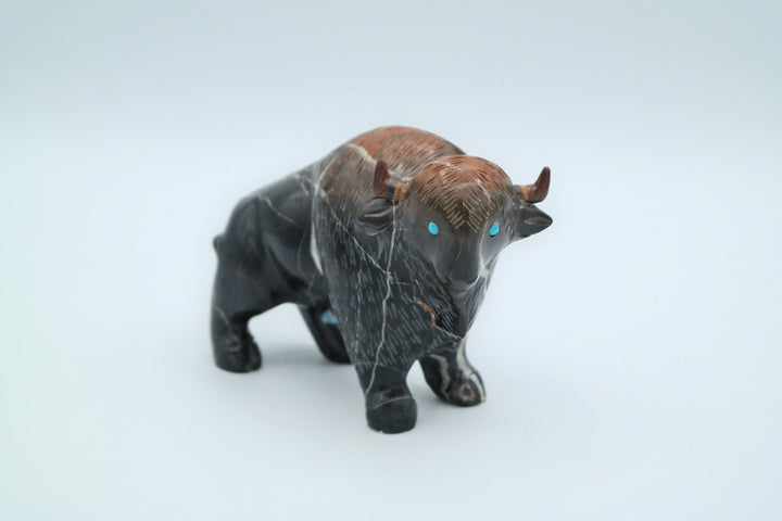 Black &amp; Brown Jasper Buffalo Carving