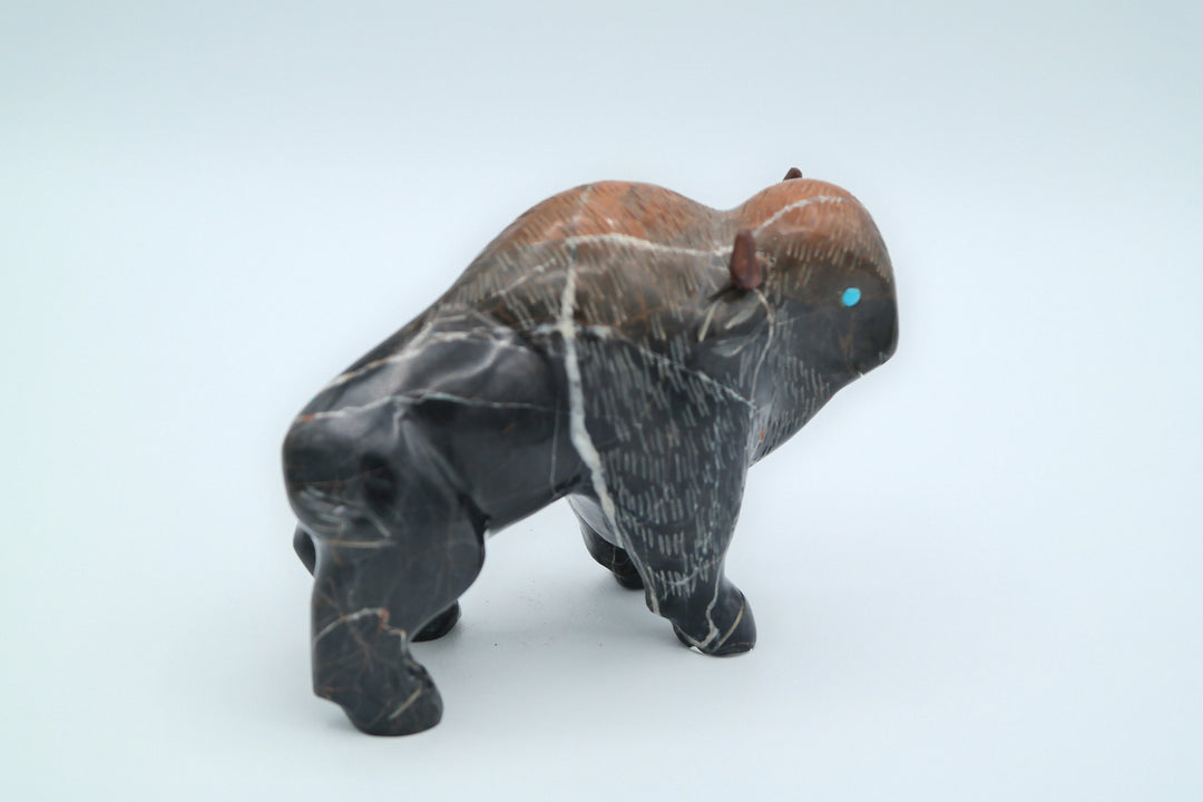 Black &amp; Brown Jasper Buffalo Carving